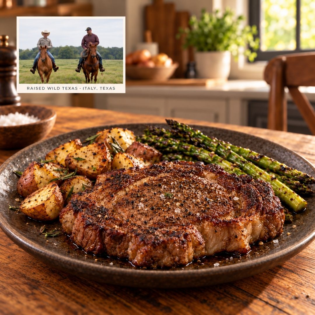 Boneless Ribeye Steak | Grass-Fed & Grass-Finished and Raised Wild Texas