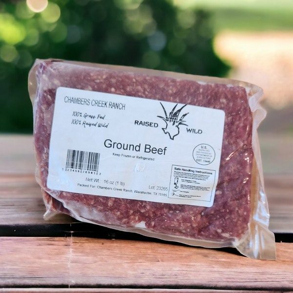 ROCK Farmhouse 90/10 ground beef from Raised Wild Texas